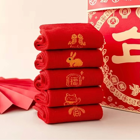๐๐ 2 Pairs Red Chinese New Year Socks - Picture 3 of 8